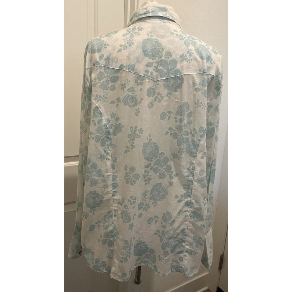 Stetson Western Shirt Womens 2X Pearl Snap Cowgirl Floral Blue White NEW Cowgirl - Picture 11 of 11